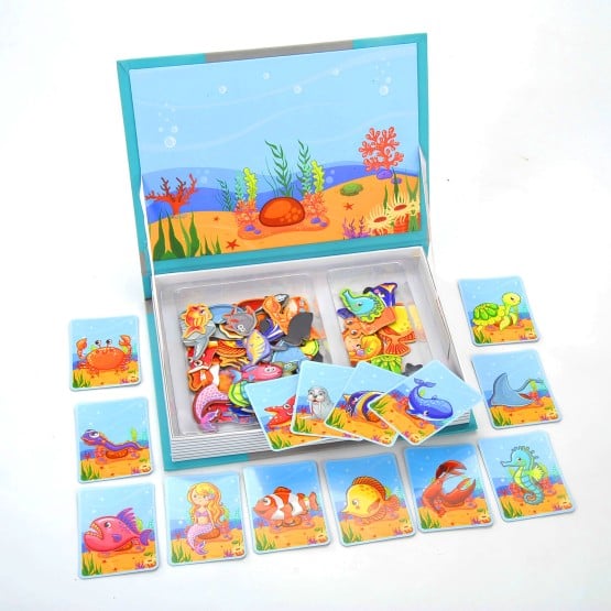Carte magnetica joc educativ puzzle sea creatures2-Table si jocuri magnetice