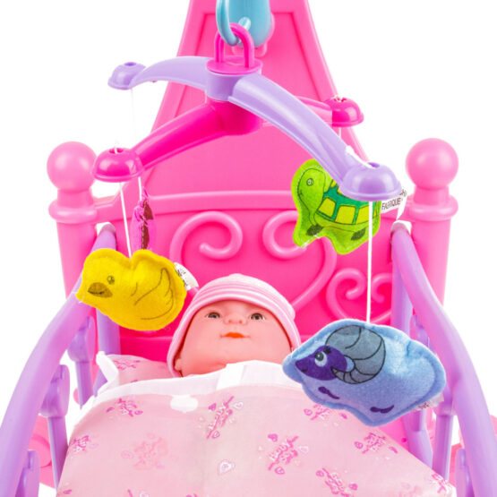 Papusa bebe cu patut balansoar leagan carusel2-Papusi si Accesorii