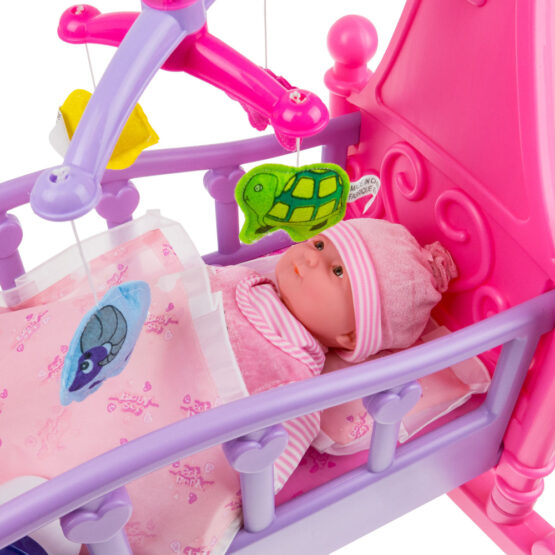 Papusa bebe cu patut balansoar leagan carusel4-Papusi si Accesorii