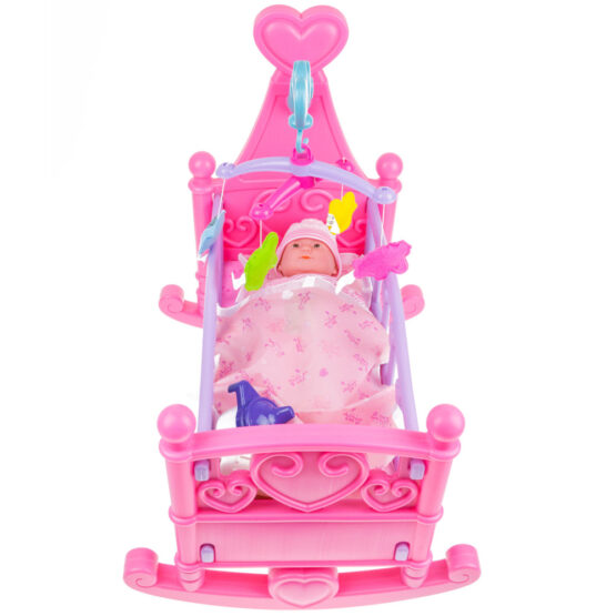 Papusa bebe cu patut balansoar leagan carusel6-Papusi si Accesorii