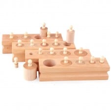 Cilindrii Montessori - 4 seturi cilindri lemn - HAM BEBE