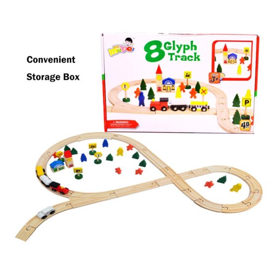 Circuit lemn cu trenulet si peisaj 48 piese5-Trenulete de jucarie