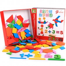 Joc puzzle tangram cu cifre si betisoare2-Jucarii din Lemn si Montessori
