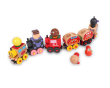 Trenulet din lemn magnetic cu animalute2 - HAM BEBE