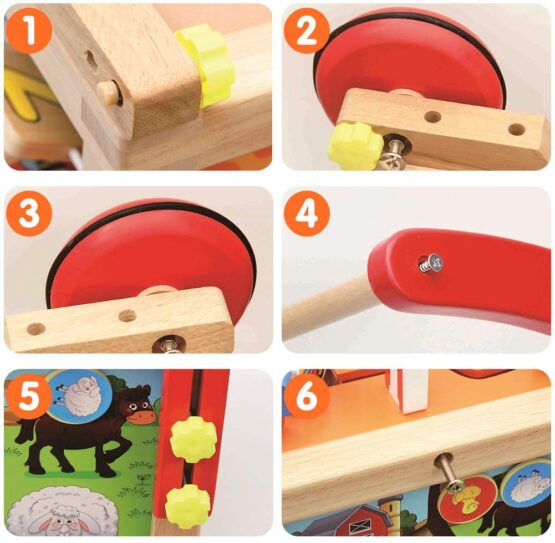 Antemergator lemn Cub 6 in 1 cu activitati - Varianta Premium - HAM BEBE