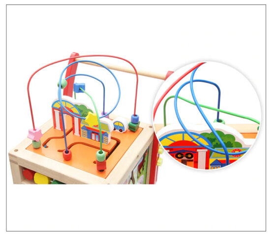 Antemergator lemn Cub 6 in 1 cu activitati - Varianta Premium - HAM BEBE
