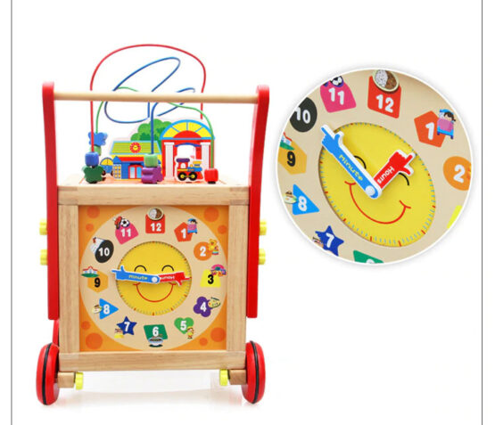 Antemergator lemn Cub 6 in 1 cu activitati - Varianta Premium - HAM BEBE