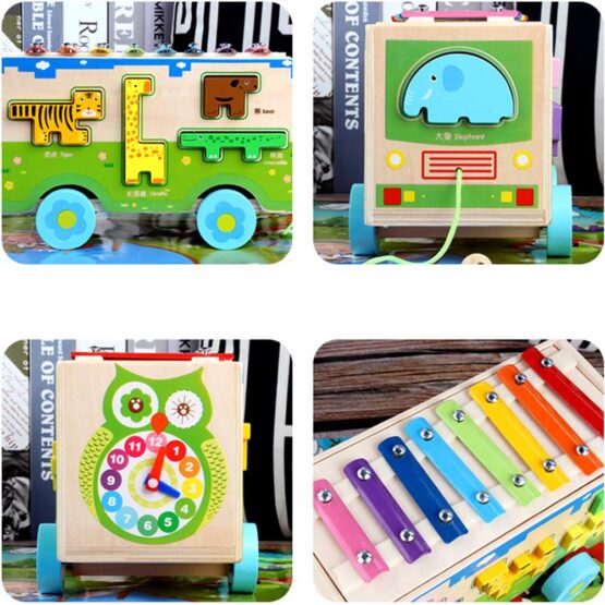 Jucarie de tras autobuz cu xilofon si tetris animale6-Jucarii din Lemn si Montessori