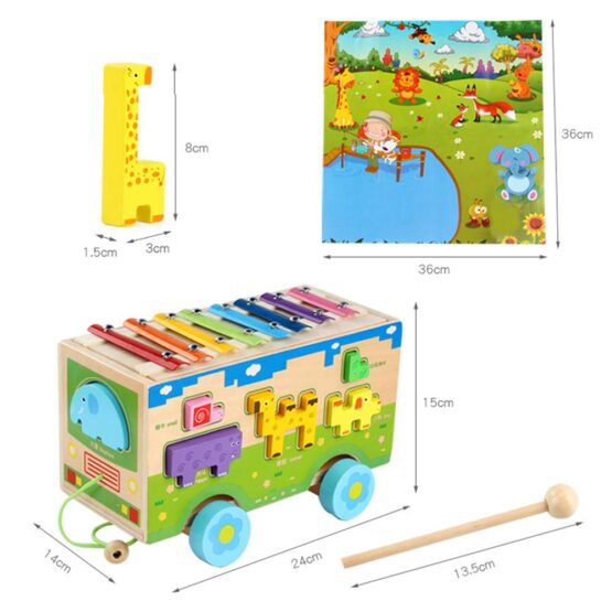 Jucarie de tras autobuz cu xilofon si tetris animale7-Jucarii din Lemn si Montessori