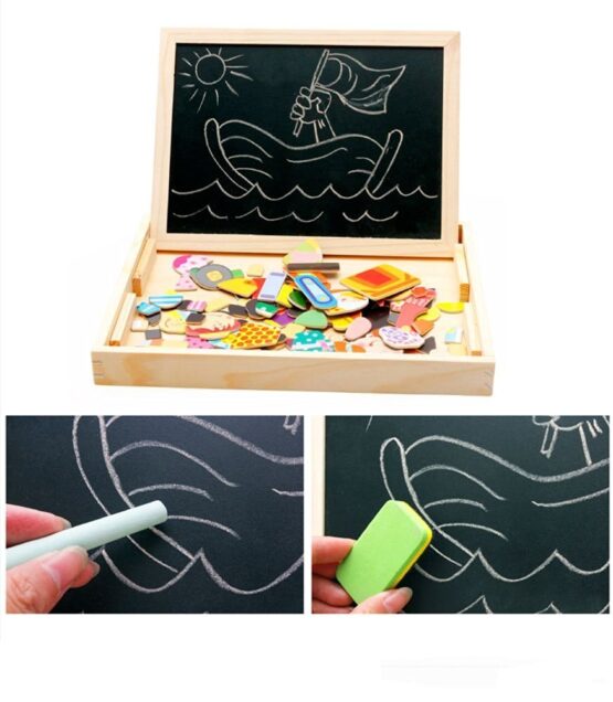 Tablita magnetica din lemn 3 in 1 Puzzle Ferma - HAM BEBE