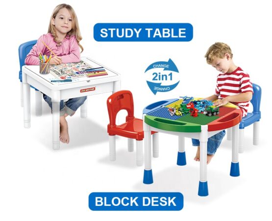 Masuta cuburi lego 2 in 1 cu 2 scaunele - HAM BEBE