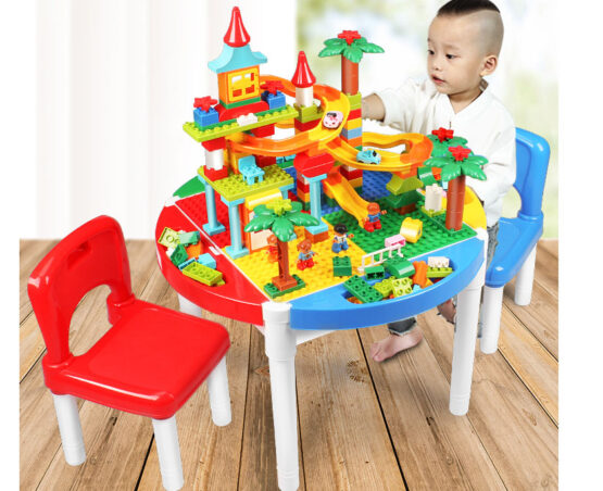 Masuta cuburi lego 2 in 1 cu 2 scaunele - HAM BEBE
