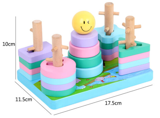 Sortator forme geometrice 2 in 1 Multifunction Stacking Muqiy - VARIANTA CU MOTRICA - HAM BEBE