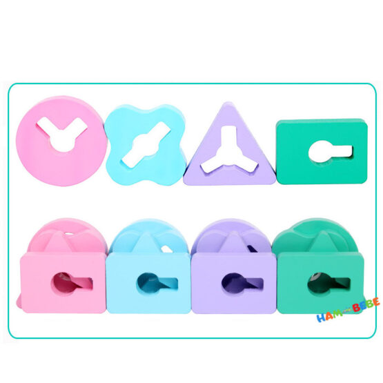 Sortator forme geometrice 2 in 1 Multifunction Stacking Muqiy - VARIANTA CU MOTRICA - HAM BEBE