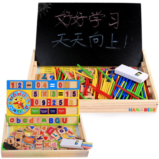 Joc multifunctional Montessori Matematica si Engleza 95 piese - HAM BEBE