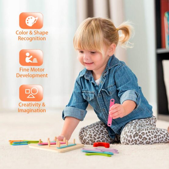Placa geoboard din lemn Montessori - HAM BEBE