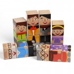 Set cuburi puzzle din lemn Familia Kabi - HAM BEBE