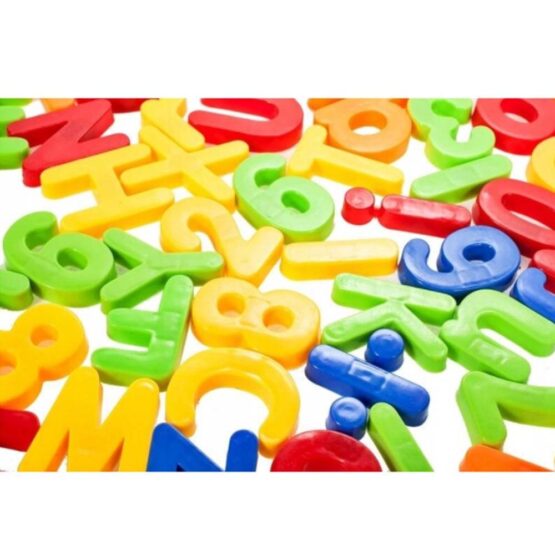 Set cifre si litere magnetice din plastic in borcanel 78 piese 7-Table si jocuri magnetice