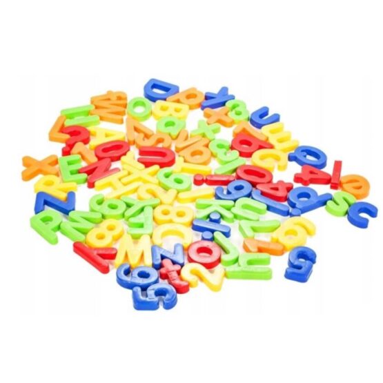 Set cifre si litere magnetice din plastic in borcanel 78 piese 9-Table si jocuri magnetice