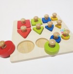 Puzzle lemn Montessori Secvente Forme geometrice cu maner - HAM BEBE