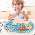 Harta lumii - Puzzle lemn copii, cu suport - HAM BEBE