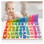 Joc lemn educativ alfabet cifre forme rainbow board2-Jucarii din Lemn si Montessori