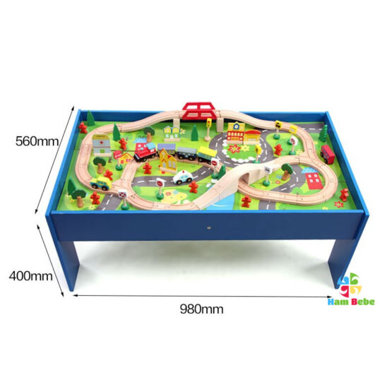 Masuta cu circuit trenulet din lemn 90 piese onshine7-Trenulete de jucarie