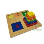 Puzzle din lemn Montessori Turn Rainbow cifre Mut Toys - HAM BEBE