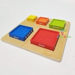 Puzzle din lemn Montessori Turn Rainbow cifre Mut Toys - HAM BEBE