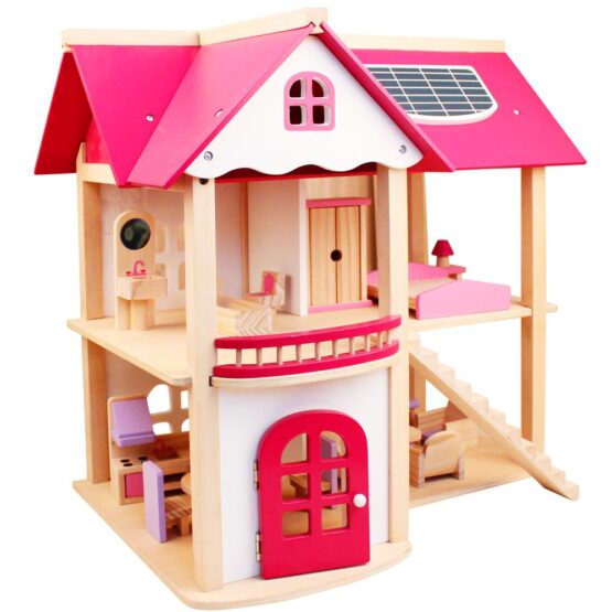 Casuta papusi cu mobilier Pink DollHouse - HAM BEBE