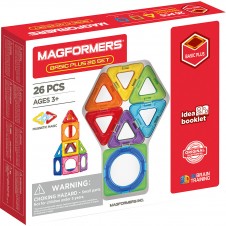 Cuburi magnetice de construit - Magformers Basic Plus, 26 piese - HAM BEBE