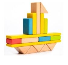 Set cuburi curcubeu - cuburi din lemn Rainbow Blocks - HAM BEBE
