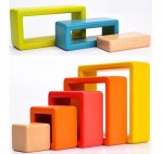Set cuburi curcubeu - cuburi din lemn Rainbow Blocks - HAM BEBE