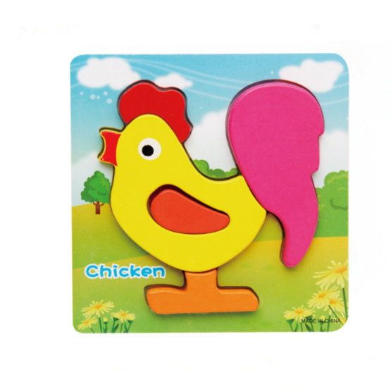Puzzle din lemn cu piese groase 3D Colour - HAM BEBE