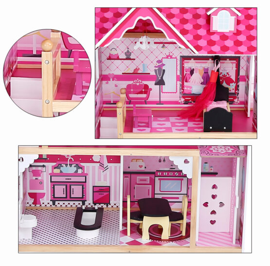 Casuta papusi din lemn cu mobilier Onshine Lady Villa - HAM BEBE
