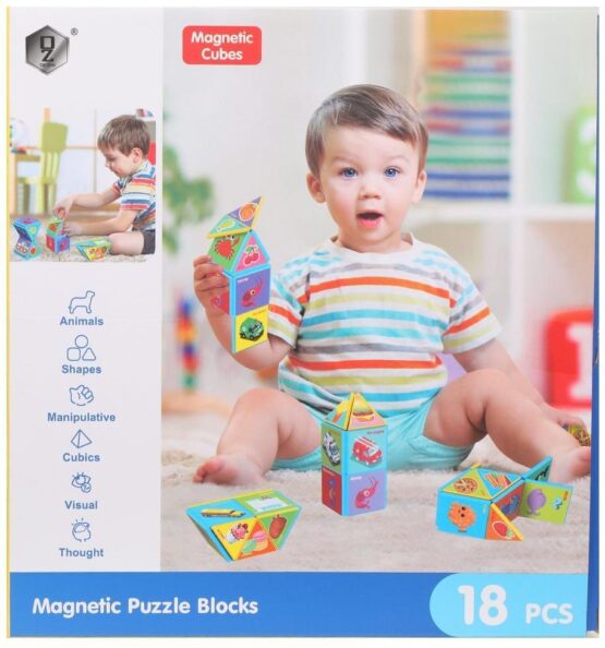 Joc constructiI magnetice Magnetic Cubes 18 piese - HAM BEBE