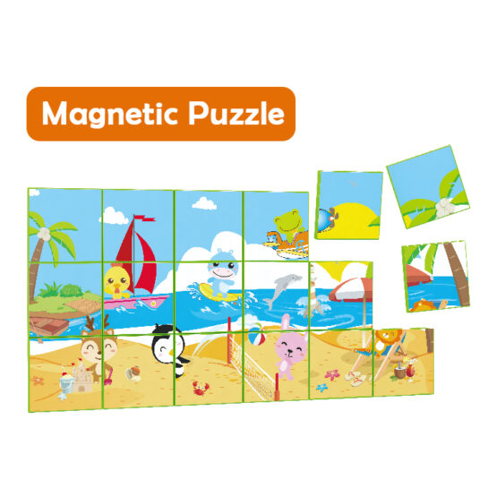 Joc constructiI magnetice si puzzle Magnetic Cubes 29 piese - HAM BEBE