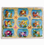Puzzle lemn incastru cu maner Pestisori in acvarii - HAM BEBE