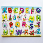 Puzzle lemn litere cu maner Alfabetul si animale in engleza - HAM BEBE