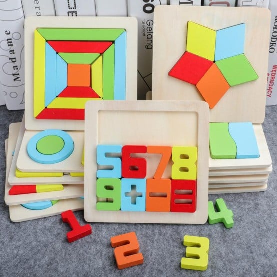 Puzzle Montessori educativ forme curcubeu - HAM BEBE