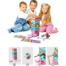 jucarii educative-jenga lemn turn instabil cu animale
