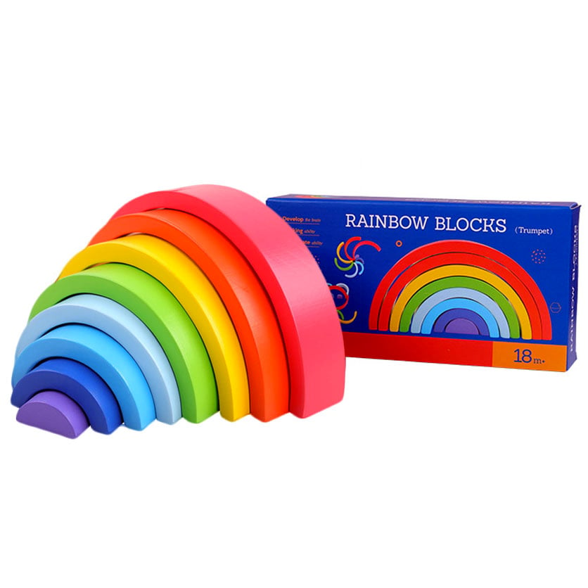 Curcubeu din lemn cu 8 piese Rainbow Blocks • HAM BEBE