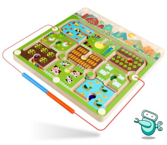Labirint Magnetic din lemn Ferma Animalelor - HAM BEBE