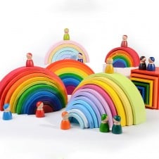Set 12 pitici rainbow waldorf montessori figurine1-Jucarii din Lemn si Montessori