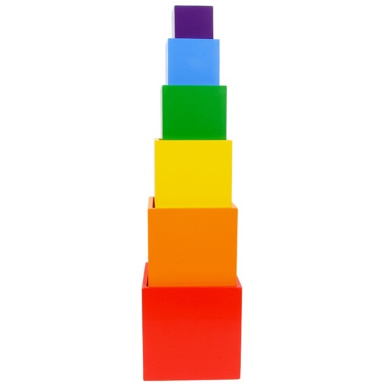 Set 6 cuburi rainbow stivuire cutii lemn1-Jucarii din Lemn si Montessori