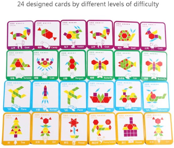 Joc tangram lemn 155 piese3-Jucarii din Lemn si Montessori