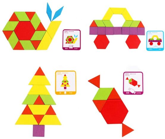 Joc tangram lemn 155 piese5-Jucarii din Lemn si Montessori