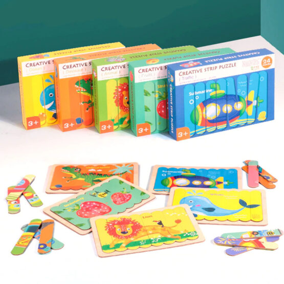 Set Puzzle betisoare din lemn Creative Puzzle Strips - HAM BEBE