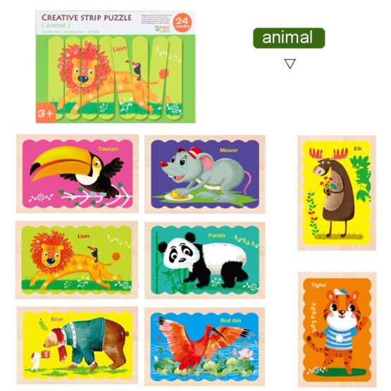 Set Puzzle betisoare din lemn Creative Puzzle Strips - HAM BEBE