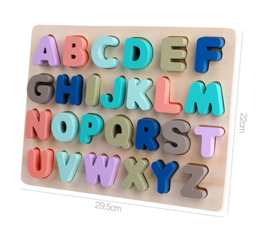 Puzzle lemn litere 3d pastel litere mari lili4-Jucarii Dexteritate
